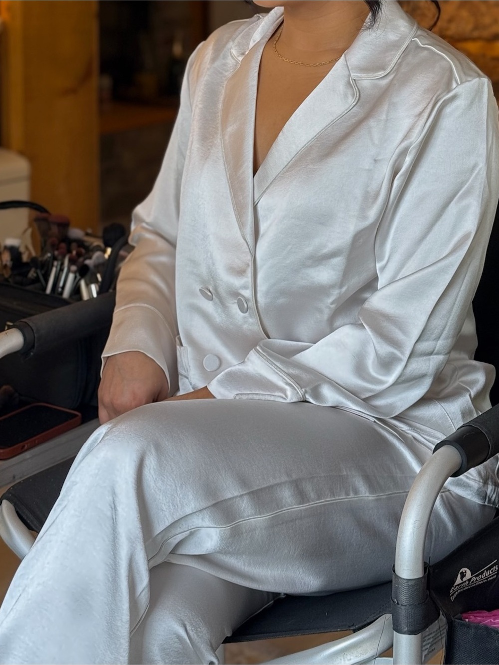 Victoria's Secret White Satin Double-Breasted Pajama Set